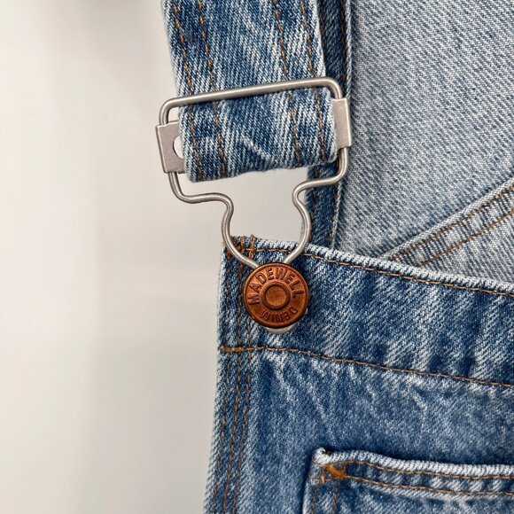 Madewell Overalls Size L Oversized Carpenter Wide Leg Blue Denim Cotton Utility - Picture 12 of 16